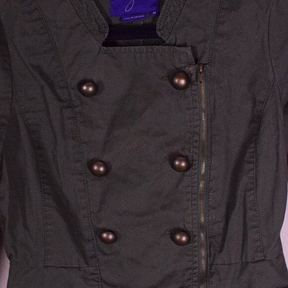Miley Cyrus Max Azria Junior's Cotton Olive Green Zip Up Military Jacket Size M - Picture 4 of 9